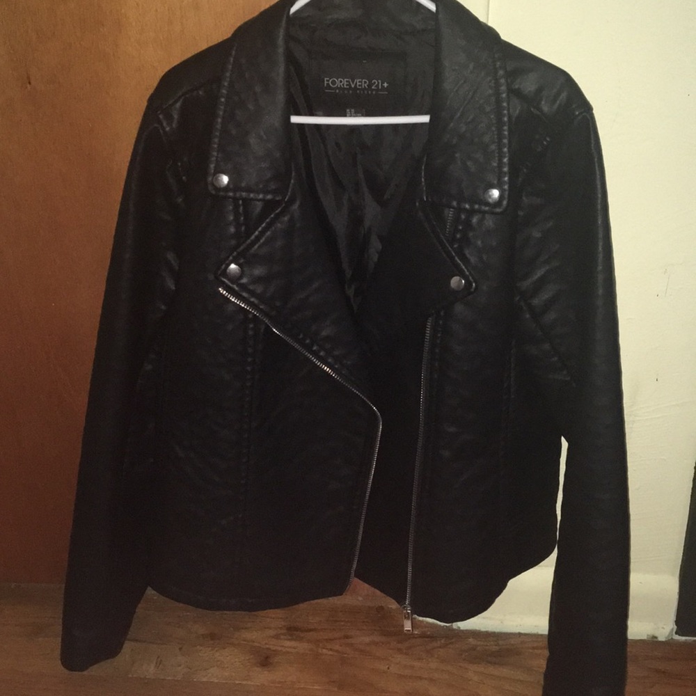 SOLD Plus size black faux leather moto jacket NWOT